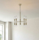 Brass Candle Style Ten Light Metal Dimmable Chandelier - Homeroots - Flyclothing LLC