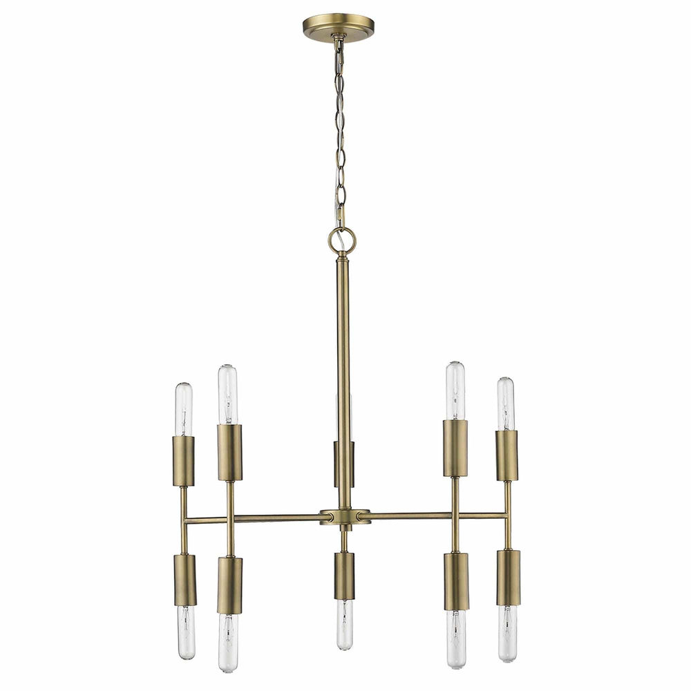 Brass Candle Style Ten Light Metal Dimmable Chandelier - Homeroots - Flyclothing LLC