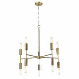 Brass Candle Style Ten Light Metal Dimmable Chandelier - Homeroots - Flyclothing LLC