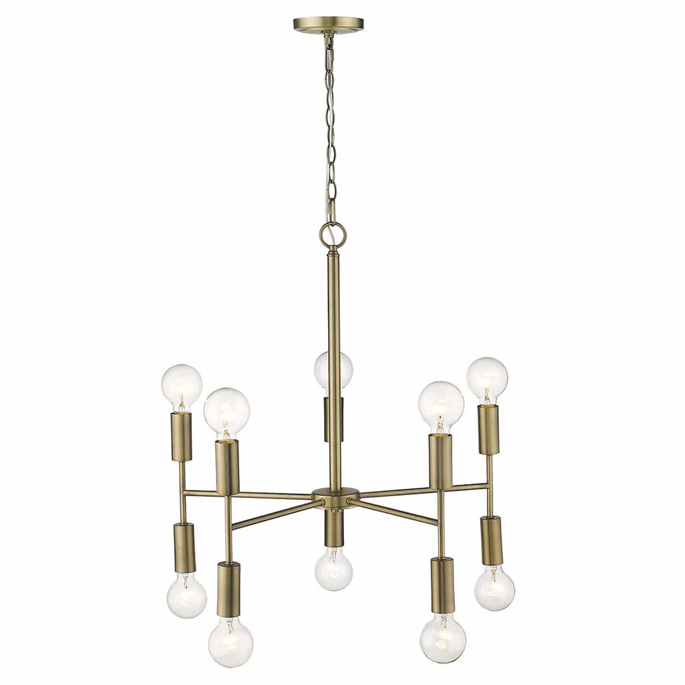 Brass Candle Style Ten Light Metal Dimmable Chandelier - Homeroots - Flyclothing LLC