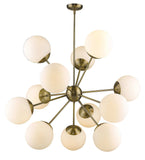 Brass Sputnik Twelve Light Frosted Metal Dimmable Chandelier With White Shades - Homeroots - Flyclothing LLC
