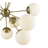 Brass Sputnik Twelve Light Frosted Metal Dimmable Chandelier With White Shades - Homeroots - Flyclothing LLC