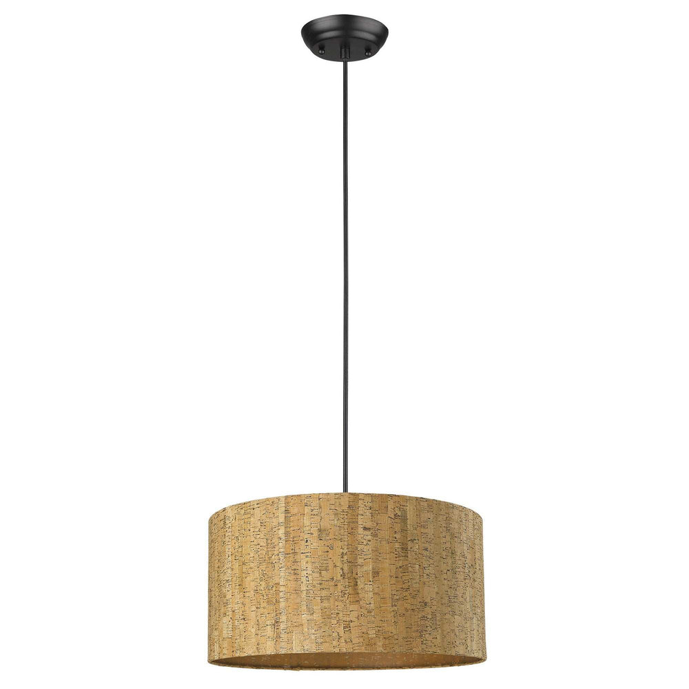Matte Black Cork Shade Modern One Light Hanging Pendent Lamp - Homeroots - Flyclothing LLC