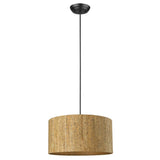 Matte Black Cork Shade Modern One Light Hanging Pendent Lamp - Homeroots - Flyclothing LLC