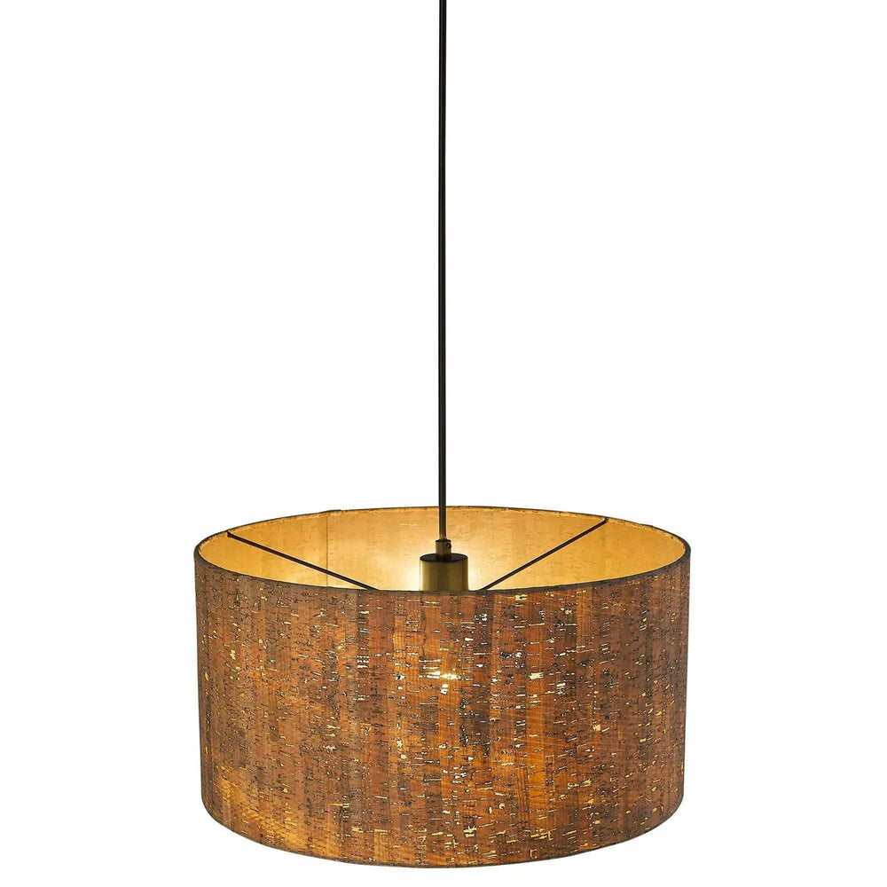 Matte Black Cork Shade Modern One Light Hanging Pendent Lamp - Homeroots - Flyclothing LLC