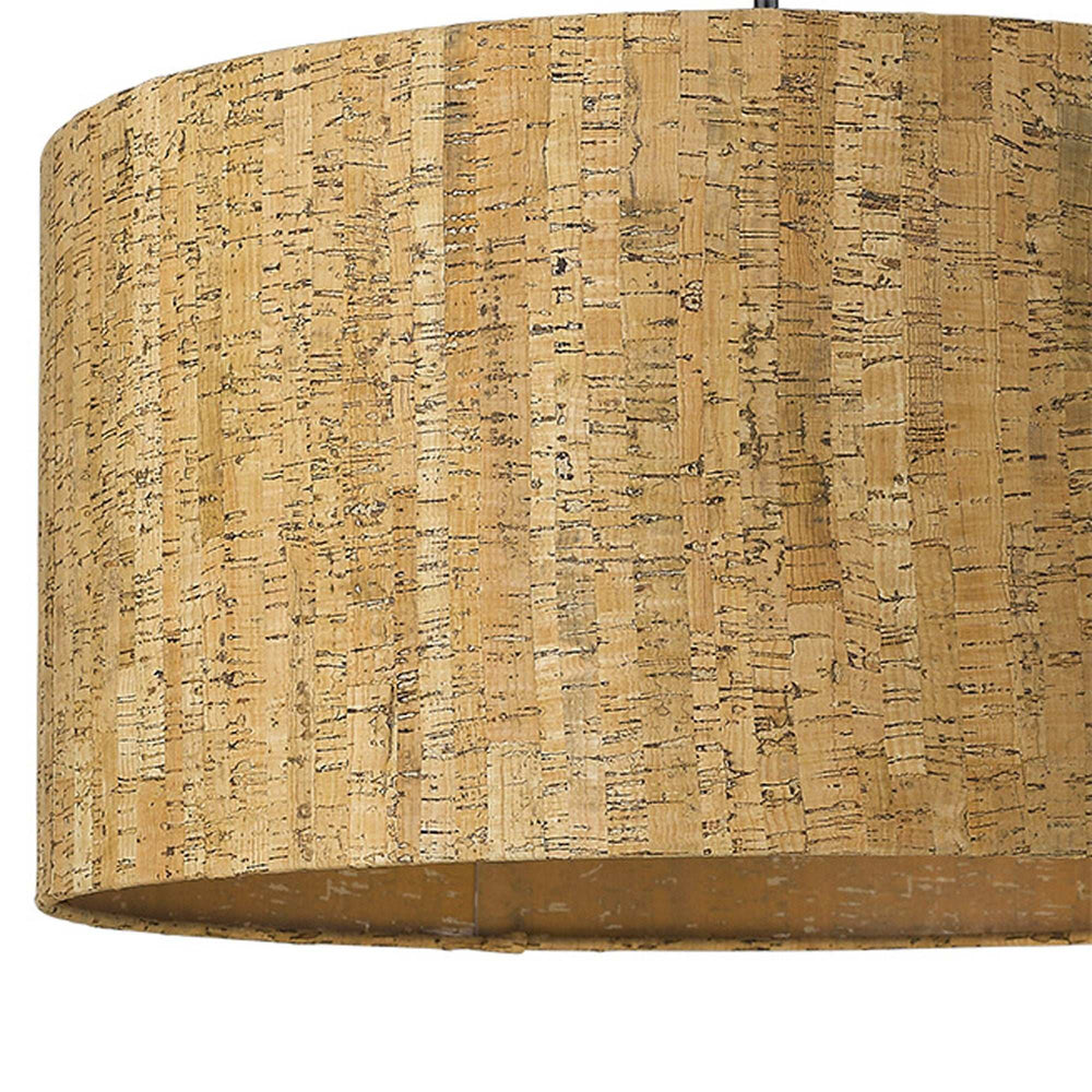 Matte Black Cork Shade Modern One Light Hanging Pendent Lamp - Homeroots - Flyclothing LLC