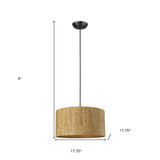 Matte Black Cork Shade Modern One Light Hanging Pendent Lamp - Homeroots - Flyclothing LLC