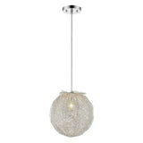 Contemporary Silver Globe Pendant Hanging Light - Homeroots - Flyclothing LLC