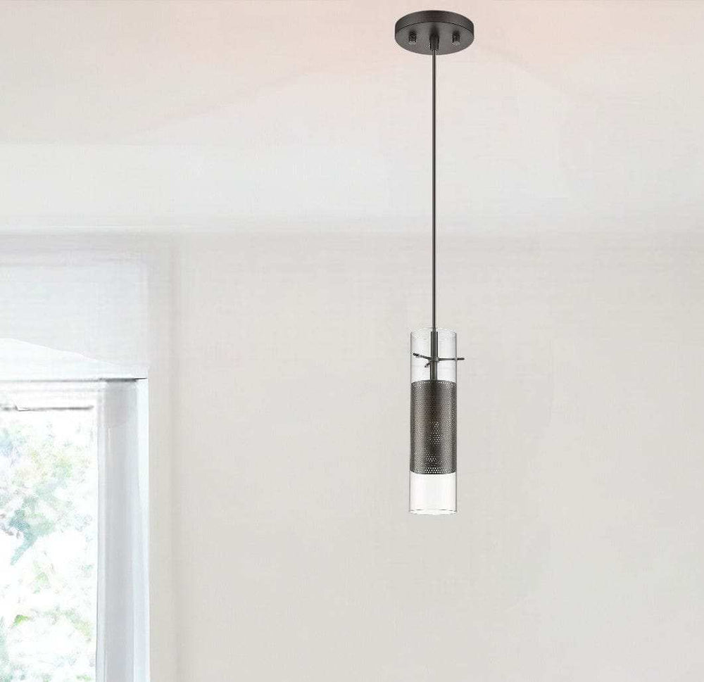 Glass and Bronze Mesh Shade Hanging Light - Homeroots - Flyclothing LLC