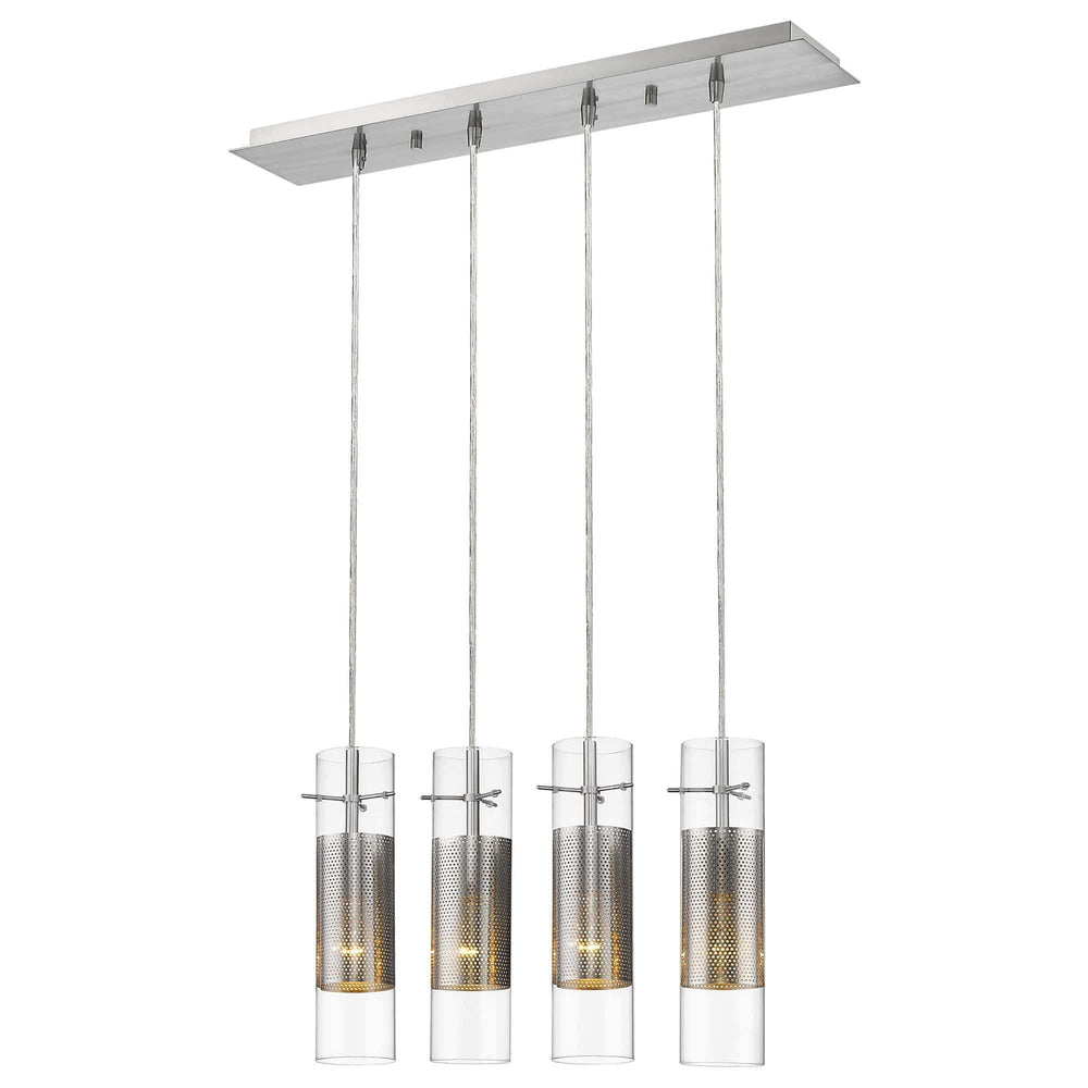 Scope 4-Light Brushed Nickel Pendant Double Glass and Mesh Shades - Homeroots - Flyclothing LLC