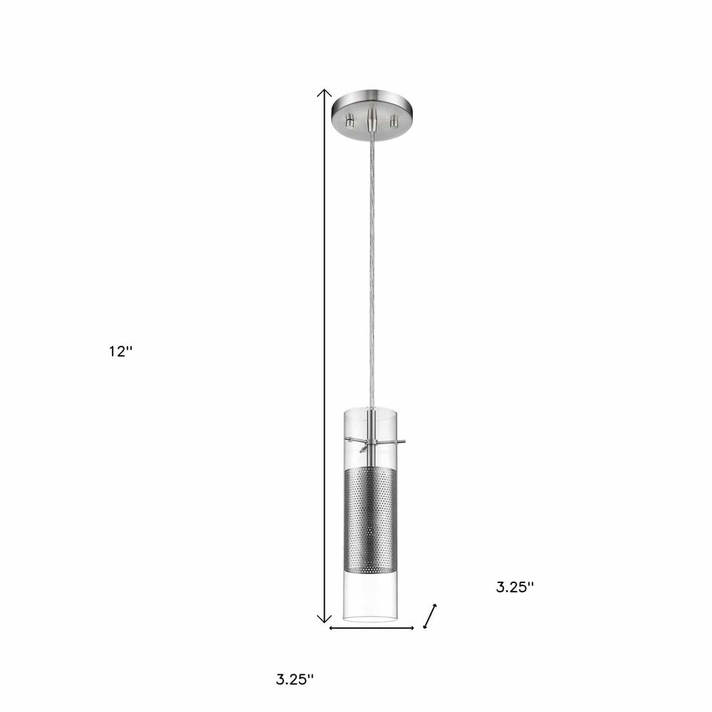 Glass and Silver Mesh Shade Hanging Light - Homeroots - Flyclothing LLC