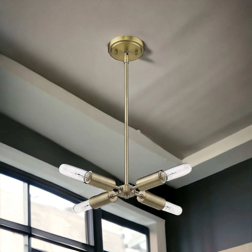 Gold Four Light Metal Dimmable Chandelier - Homeroots - Flyclothing LLC