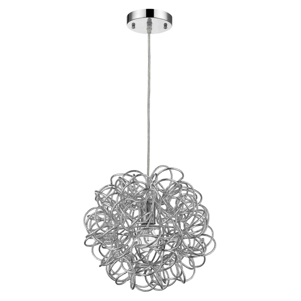 Mingle 1-Light Polished Chrome Pendant With Faceted Chrome Aluminum Wire Shade - Homeroots - Flyclothing LLC