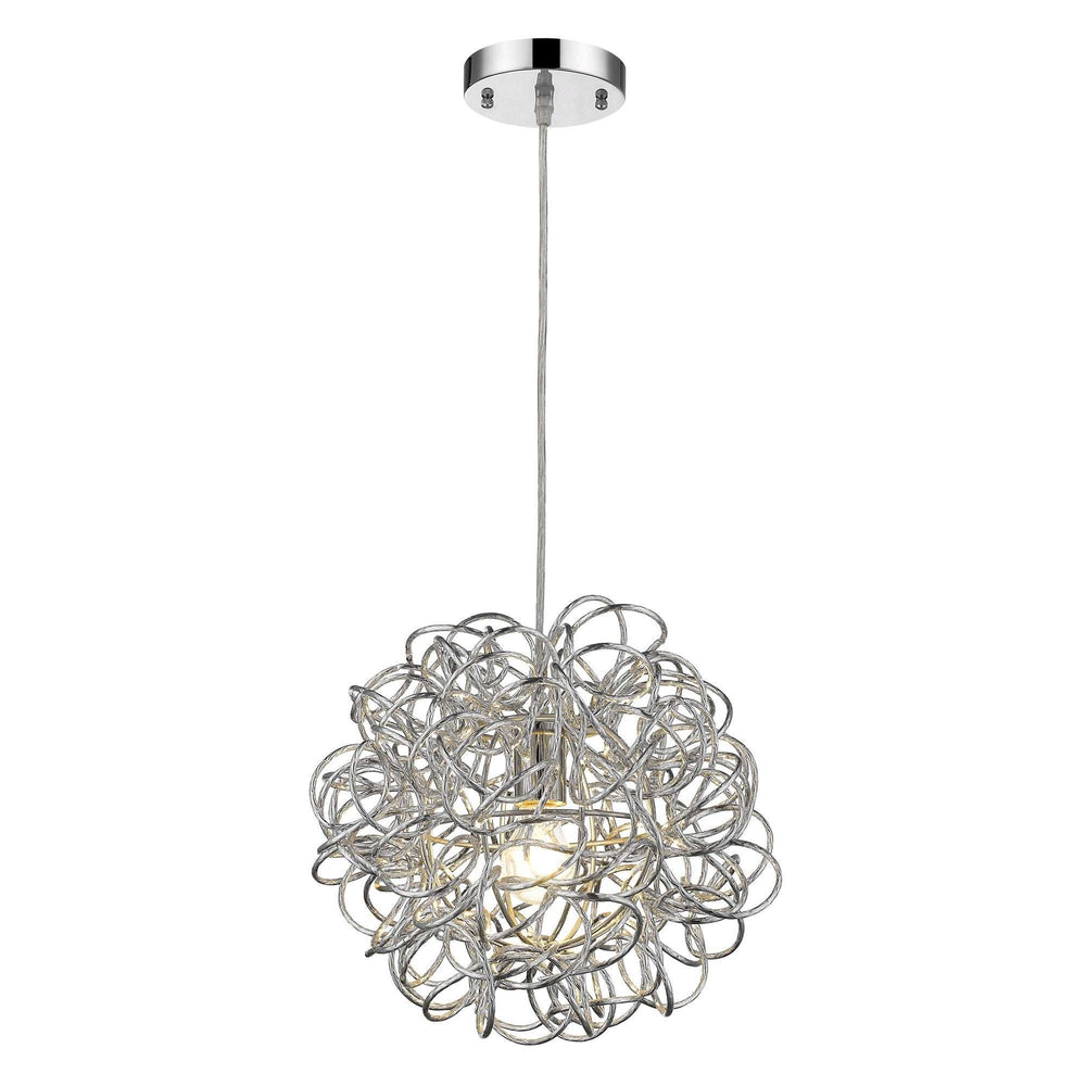 Mingle 1-Light Polished Chrome Pendant With Faceted Chrome Aluminum Wire Shade - Homeroots - Flyclothing LLC