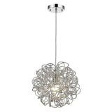 Mingle 1-Light Polished Chrome Pendant With Faceted Chrome Aluminum Wire Shade - Homeroots - Flyclothing LLC
