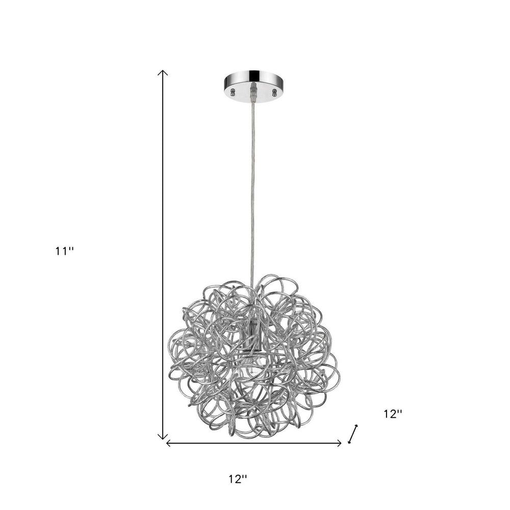 Mingle 1-Light Polished Chrome Pendant With Faceted Chrome Aluminum Wire Shade - Homeroots - Flyclothing LLC