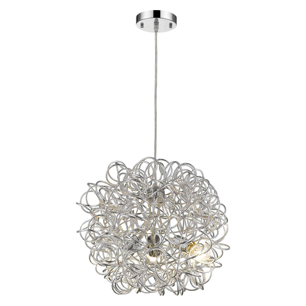 Mingle 3-Light Polished Chrome Pendant With Faceted Chrome Aluminum Wire Shade - Homeroots - Flyclothing LLC