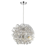 Mingle 3-Light Polished Chrome Pendant With Faceted Chrome Aluminum Wire Shade - Homeroots - Flyclothing LLC