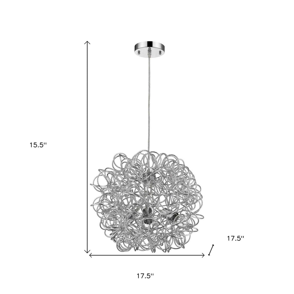 Mingle 3-Light Polished Chrome Pendant With Faceted Chrome Aluminum Wire Shade - Homeroots - Flyclothing LLC