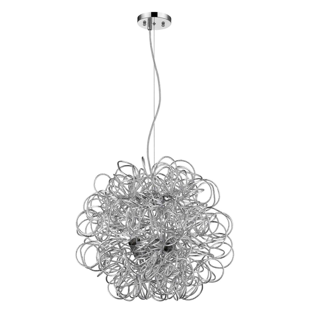 Mingle 4-Light Polished Chrome Pendant With Faceted Chrome Aluminum Wire Shade - Homeroots - Flyclothing LLC