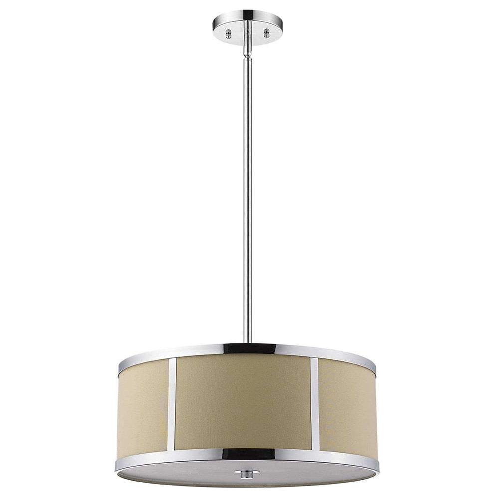 Butler 2-Light Polished Chrome Pendant With Coarse Cream Linen Shade And Opal Acrylic Diffuser - Homeroots - Flyclothing LLC