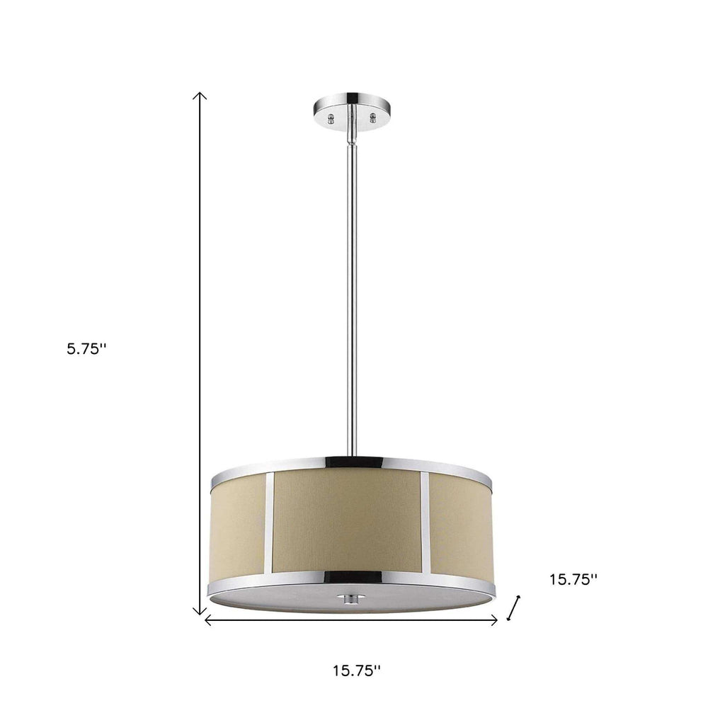 Butler 2-Light Polished Chrome Pendant With Coarse Cream Linen Shade And Opal Acrylic Diffuser - Homeroots - Flyclothing LLC