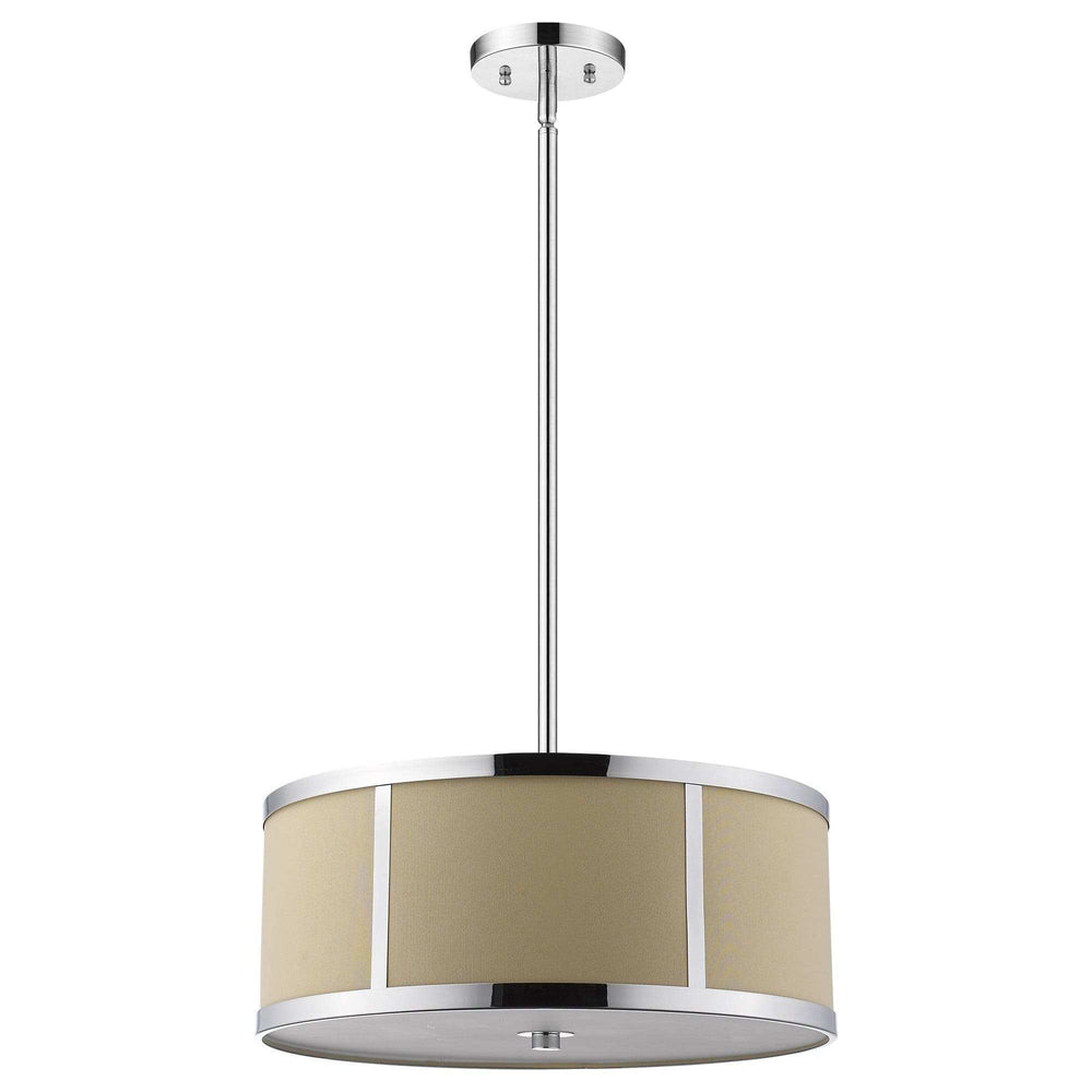 Butler 3-Light Polished Chrome Pendant With Coarse Cream Linen Shade And Opal Acrylic Diffuser - Homeroots - Flyclothing LLC