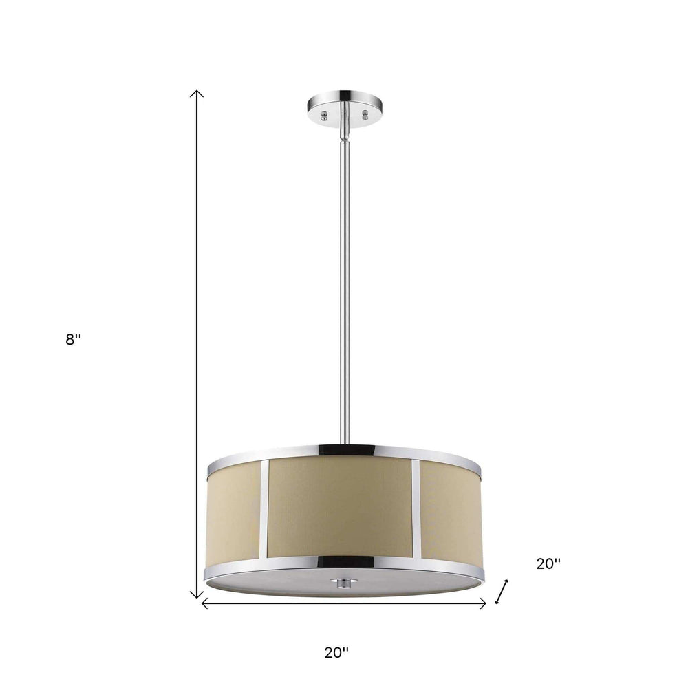 Butler 3-Light Polished Chrome Pendant With Coarse Cream Linen Shade And Opal Acrylic Diffuser - Homeroots - Flyclothing LLC