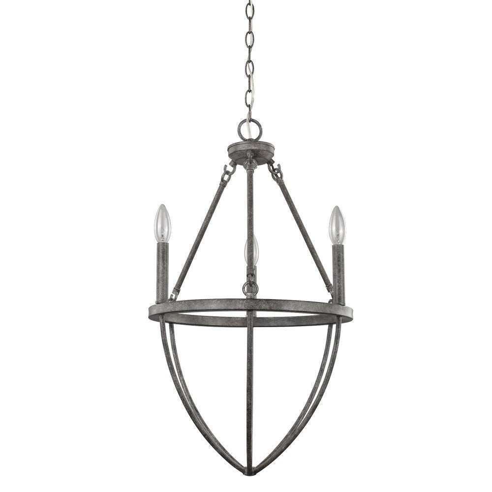 Ash Gray Candle Style Three Light Metal Dimmable Chandelier - Homeroots - Flyclothing LLC