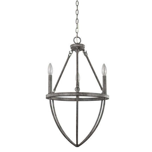 Ash Gray Candle Style Three Light Metal Dimmable Chandelier - Homeroots - Flyclothing LLC