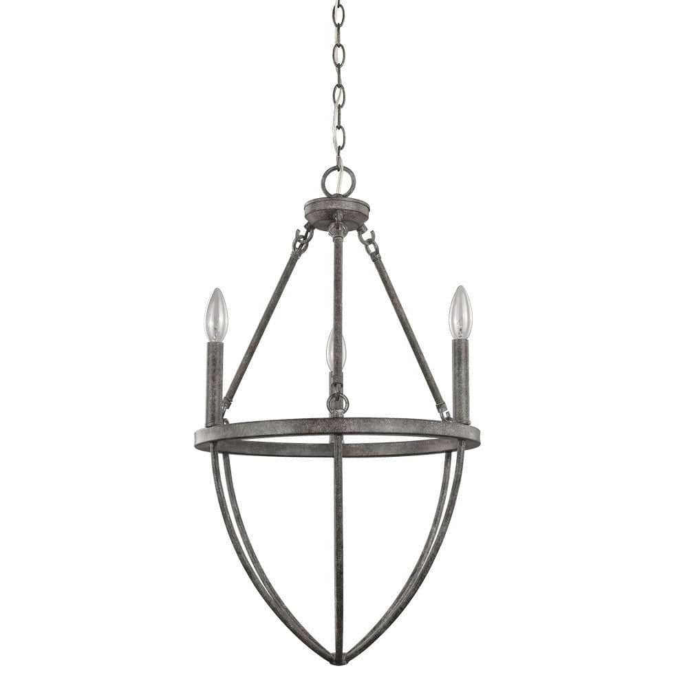 Ash Gray Candle Style Three Light Metal Dimmable Chandelier - Homeroots - Flyclothing LLC