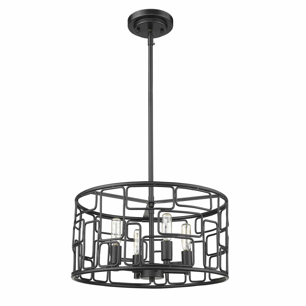 Amoret 4-Light Matte Black Convertible Pendant - Homeroots - Flyclothing LLC