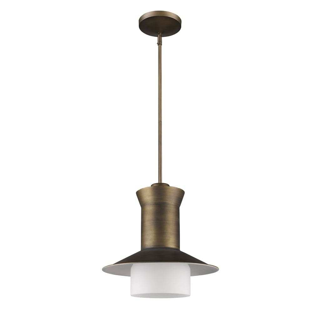 Greta 1-Light Raw Brass Pendant With Gloss White Interior And Etched Glass Shade - Homeroots - Flyclothing LLC