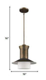 Greta 1-Light Raw Brass Pendant With Gloss White Interior And Etched Glass Shade - Homeroots - Flyclothing LLC