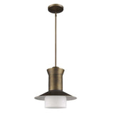 Greta 1-Light Raw Brass Pendant With Gloss White Interior And Etched Glass Shade - Homeroots - Flyclothing LLC