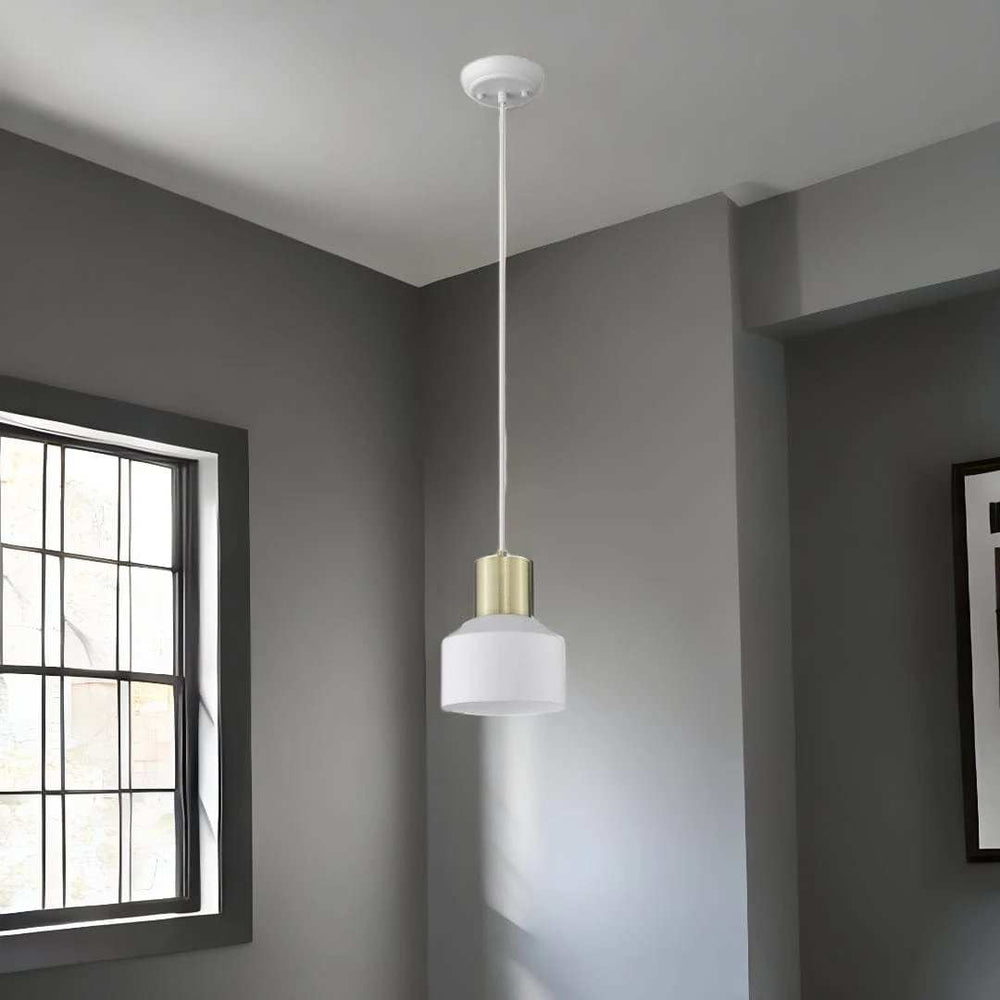 White and Gold Pendant Hanging Light - Homeroots - Flyclothing LLC