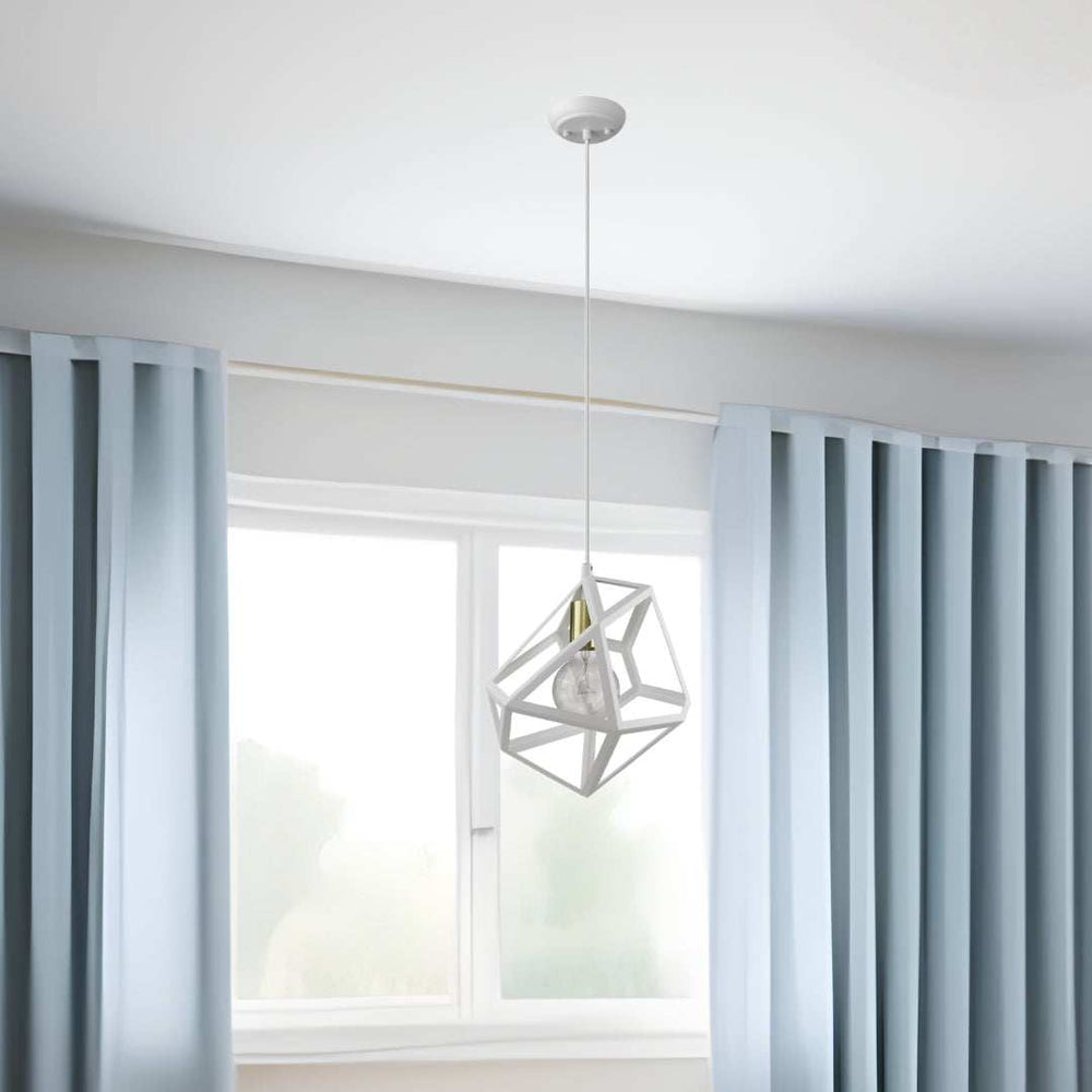 Hedron 1-Light White Pendant - Homeroots - Flyclothing LLC
