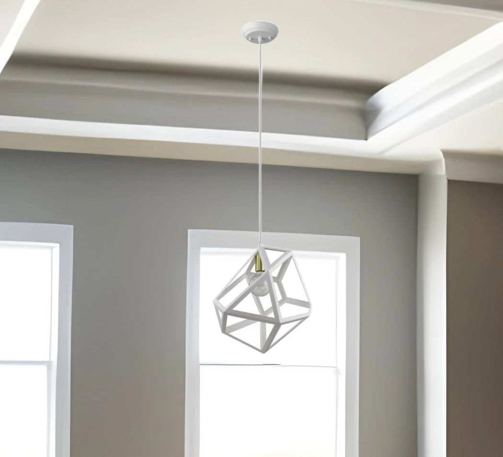 Hedron 1-Light White Pendant - Homeroots - Flyclothing LLC