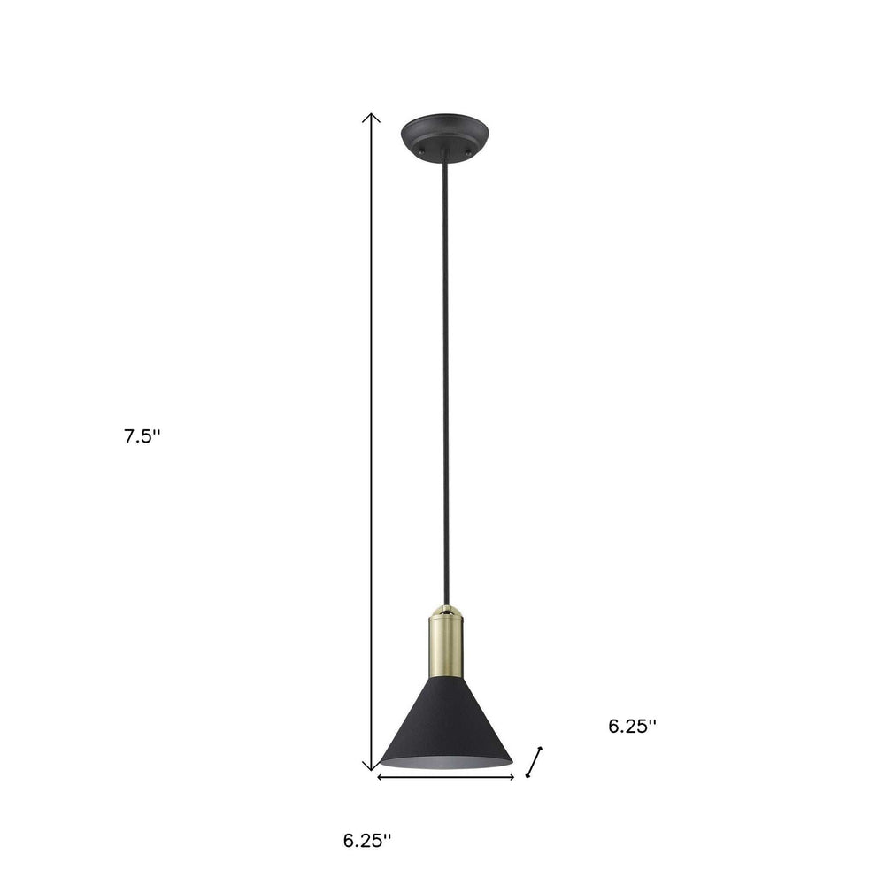 Matte Black and Gold Conical Pendant Hanging Light - Homeroots - Flyclothing LLC