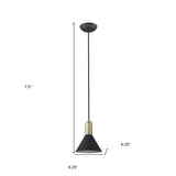 Matte Black and Gold Conical Pendant Hanging Light - Homeroots - Flyclothing LLC