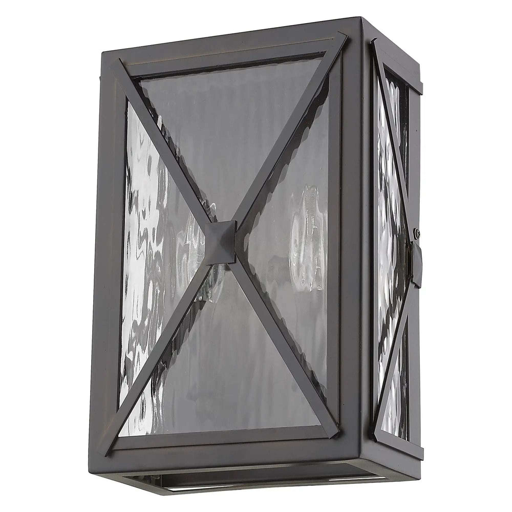 Burnished Bronze Criss Cross Water Glass Outdoor Light - Homeroots - Flyclothing LLC