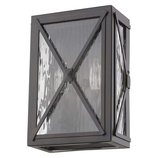 Burnished Bronze Criss Cross Water Glass Outdoor Light - Homeroots - Flyclothing LLC