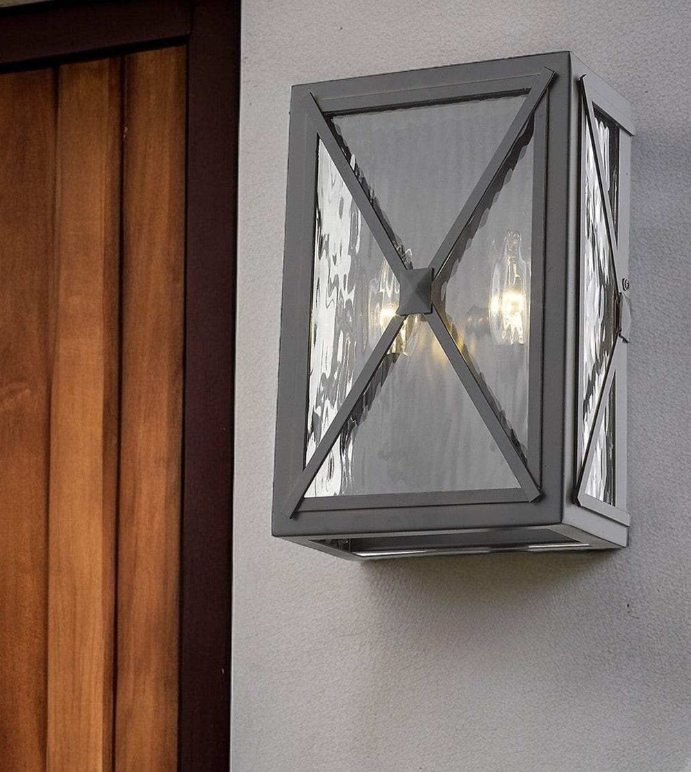 Burnished Bronze Criss Cross Water Glass Outdoor Light - Homeroots - Flyclothing LLC