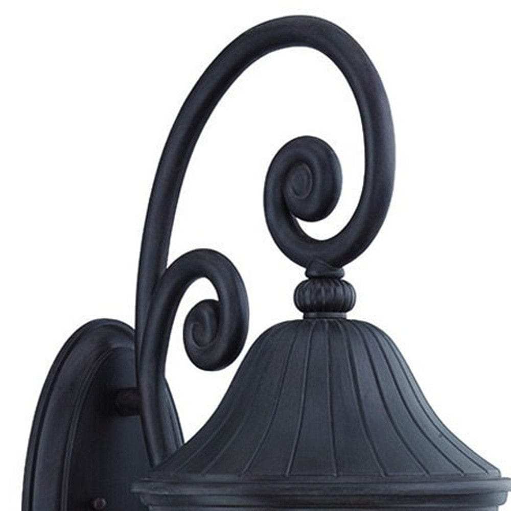 Three Light Matte Black Leaf Detail Wall Light - Homeroots - Flyclothing LLC