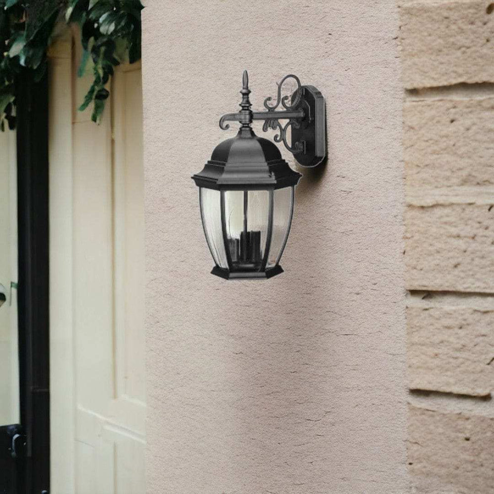 Three Light Matte Black Wide Hanging Lantern Wall Light - Homeroots - Flyclothing LLC
