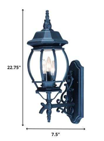 Three Light Matte Black Glass Globe Wall Light - Homeroots - Flyclothing LLC