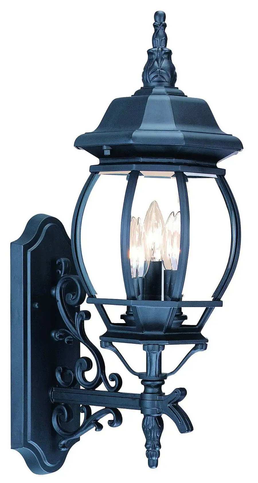 Three Light Matte Black Glass Globe Wall Light - Homeroots - Flyclothing LLC