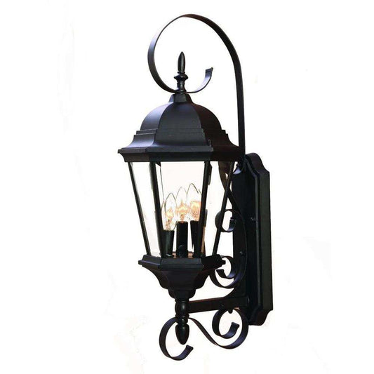 Three Light Matte Black Swing Arm Lantern Wall Light - Homeroots - Flyclothing LLC