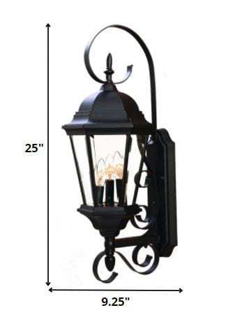Three Light Matte Black Swing Arm Lantern Wall Light - Homeroots - Flyclothing LLC