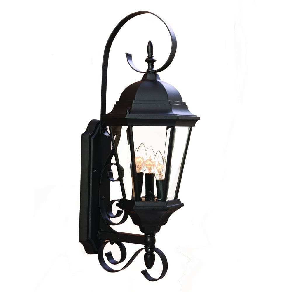 Three Light Matte Black Swing Arm Lantern Wall Light - Homeroots - Flyclothing LLC